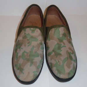 Joie Huxley Camouflage Suede Skate Sneakers Green Khaki‎ Leather Slip On Shoes